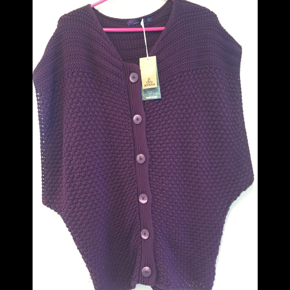 PrAna Estee Sweater Vest Black Plum NWT Medium